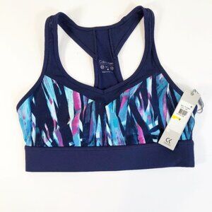 Calvin Klein Womens Explosion Printed Support Racerback Sports Bra Multi-Size